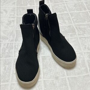 Steve Madden Womens‎ Knit Sneaker Wedge Booties Black Casual booties